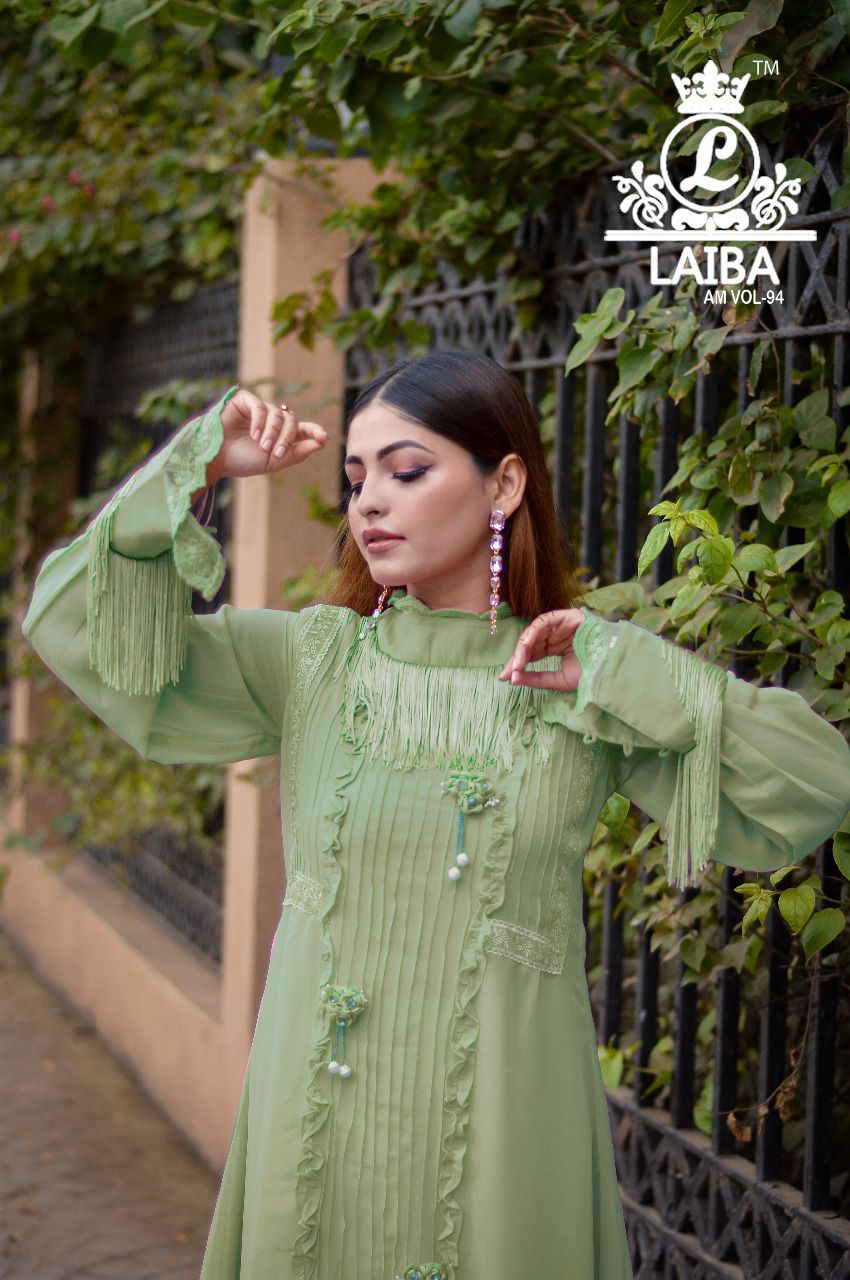 Laiba Am 94 Blushing Beauty Fancy Stylish Designer Georgette Wear Top With Bottom Collection